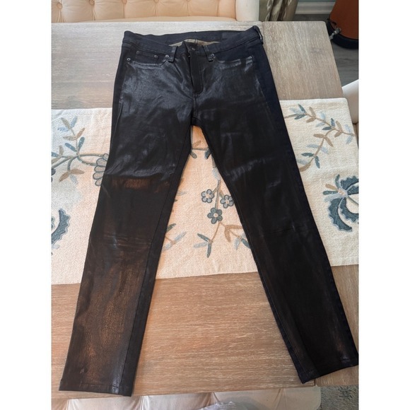 Rag & Bone Leather‎ Coated Skinny Jeans Dark Wash Denim Pants Size 30 - Picture 3 of 13